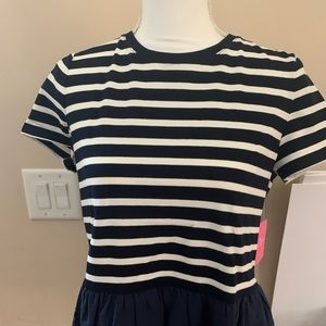 Kate Spade striped mixed media eyelet T-shirt S